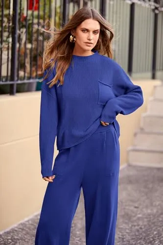 PRETTYGARDEN Women's 2 Piece Tracksuit Outfit Long Sleeve Pullover Top High Waisted Sweatpants with Pockets (Dark Green,Small)
