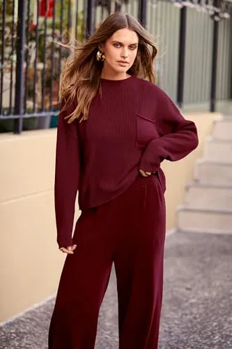 PRETTYGARDEN Women's 2 Piece Tracksuit Outfit Long Sleeve Pullover Top High Waisted Sweatpants with Pockets (Dark Green,Small)