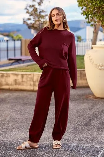 PRETTYGARDEN Women's 2 Piece Tracksuit Outfit Long Sleeve Pullover Top High Waisted Sweatpants with Pockets (Dark Green,Small)