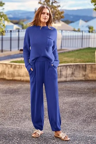 PRETTYGARDEN Women's 2 Piece Tracksuit Outfit Long Sleeve Pullover Top High Waisted Sweatpants with Pockets (Dark Green,Small)