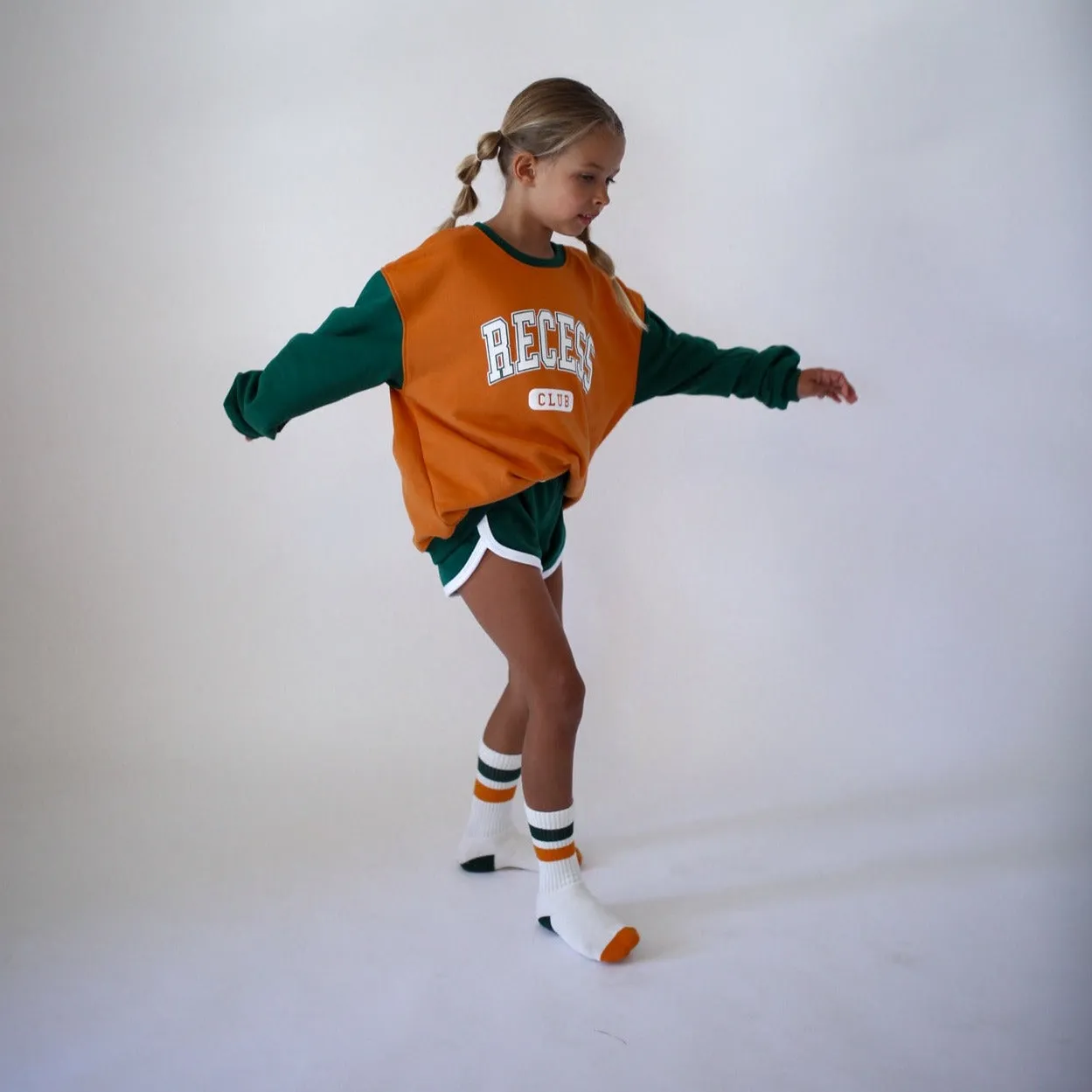 RECESS CLUB PULLOVER  | ORANGE   GREEN | oversized  drop shoulder | KIDS