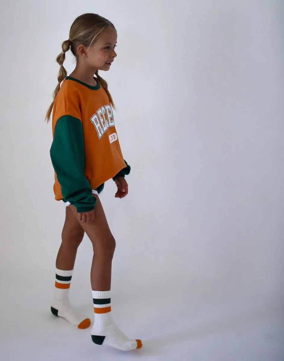 RECESS CLUB PULLOVER  | ORANGE   GREEN | oversized  drop shoulder | KIDS