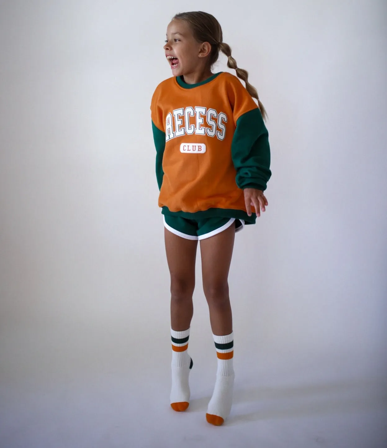 RECESS CLUB PULLOVER  | ORANGE   GREEN | oversized  drop shoulder | KIDS