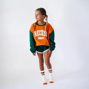 RECESS CLUB PULLOVER  | ORANGE   GREEN | oversized  drop shoulder | KIDS