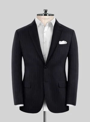 Reda Cashmere Navy Blue Stripe Wool Jacket
