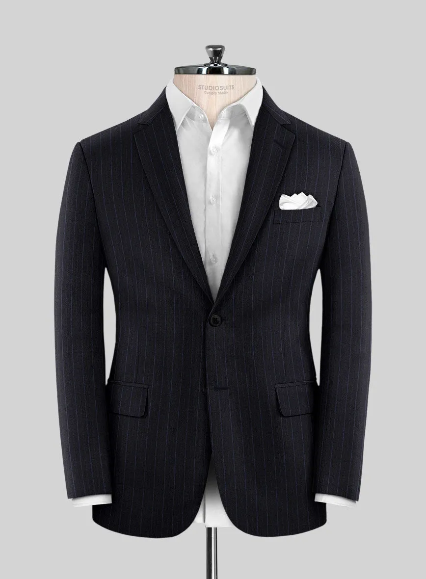 Reda Cashmere Navy Blue Stripe Wool Jacket