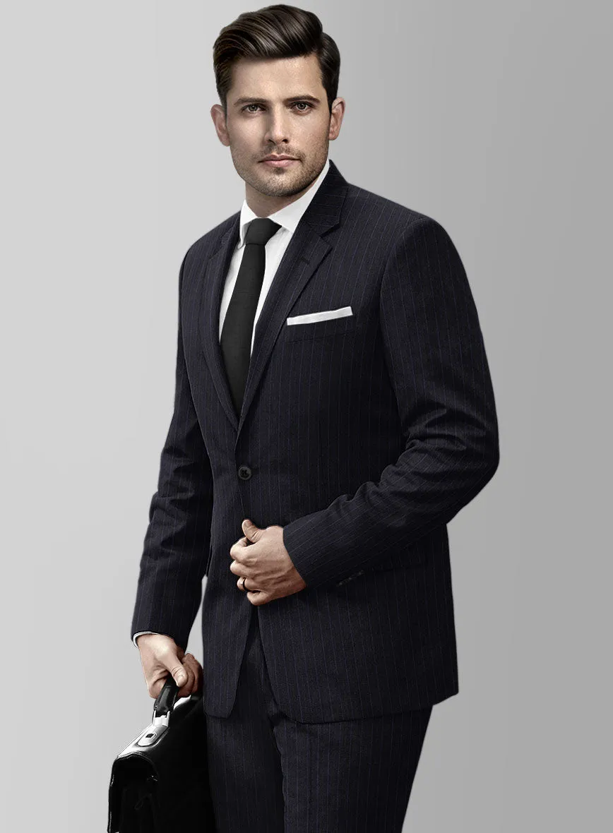Reda Cashmere Navy Blue Stripe Wool Jacket