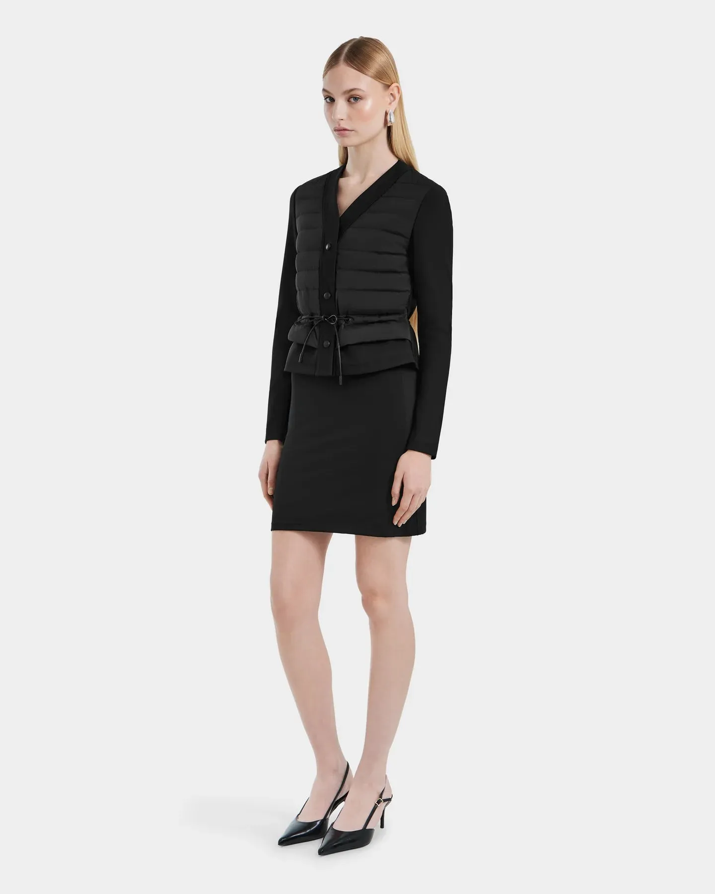 Samantha Combo Quilted Down Light Jacket - Black