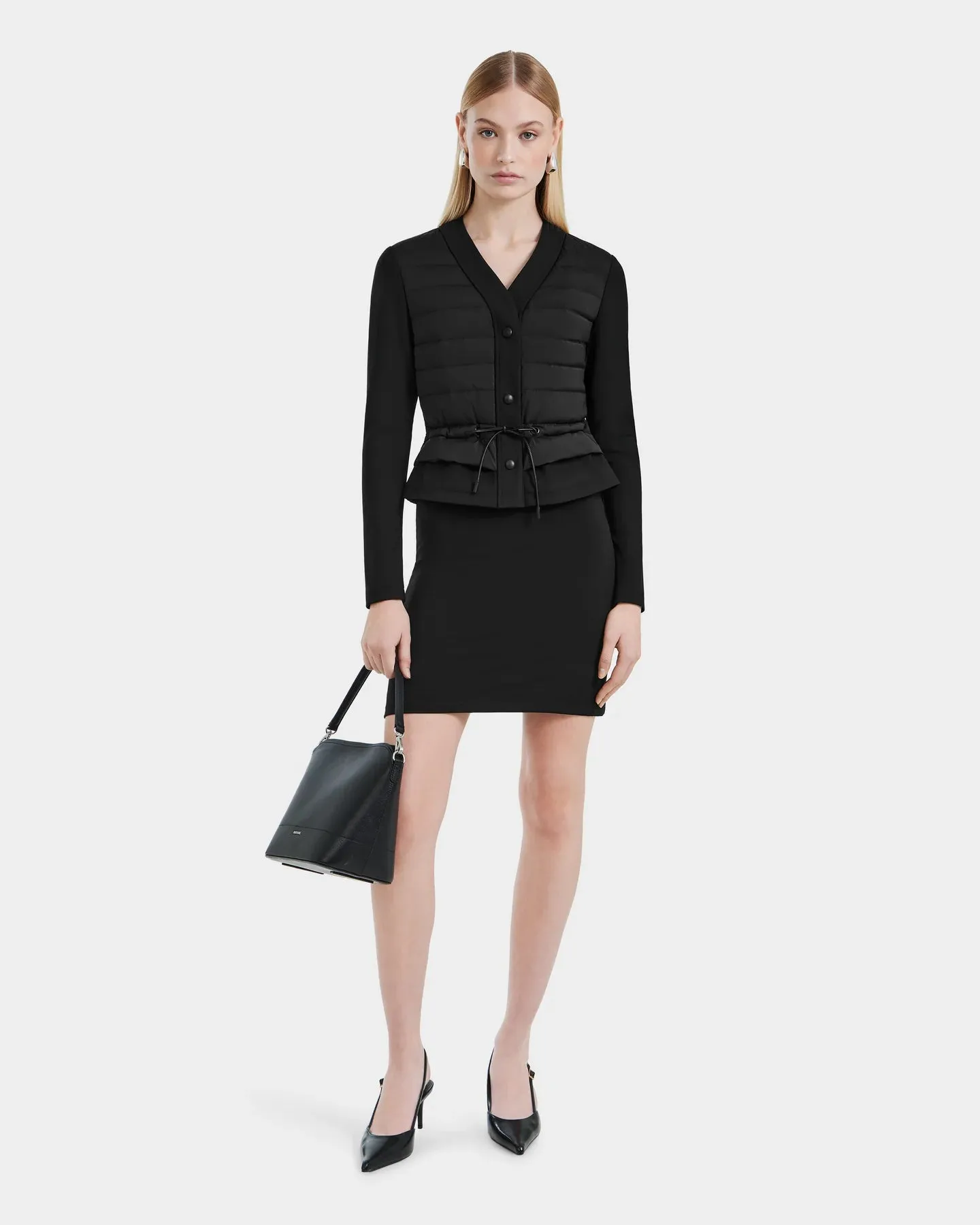 Samantha Combo Quilted Down Light Jacket - Black