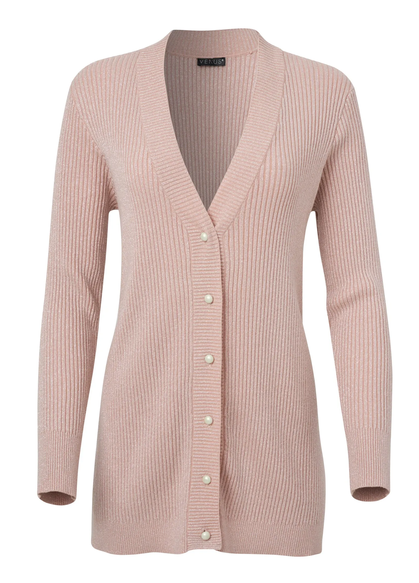 Shimmer Ribbed Cardigan - Peach