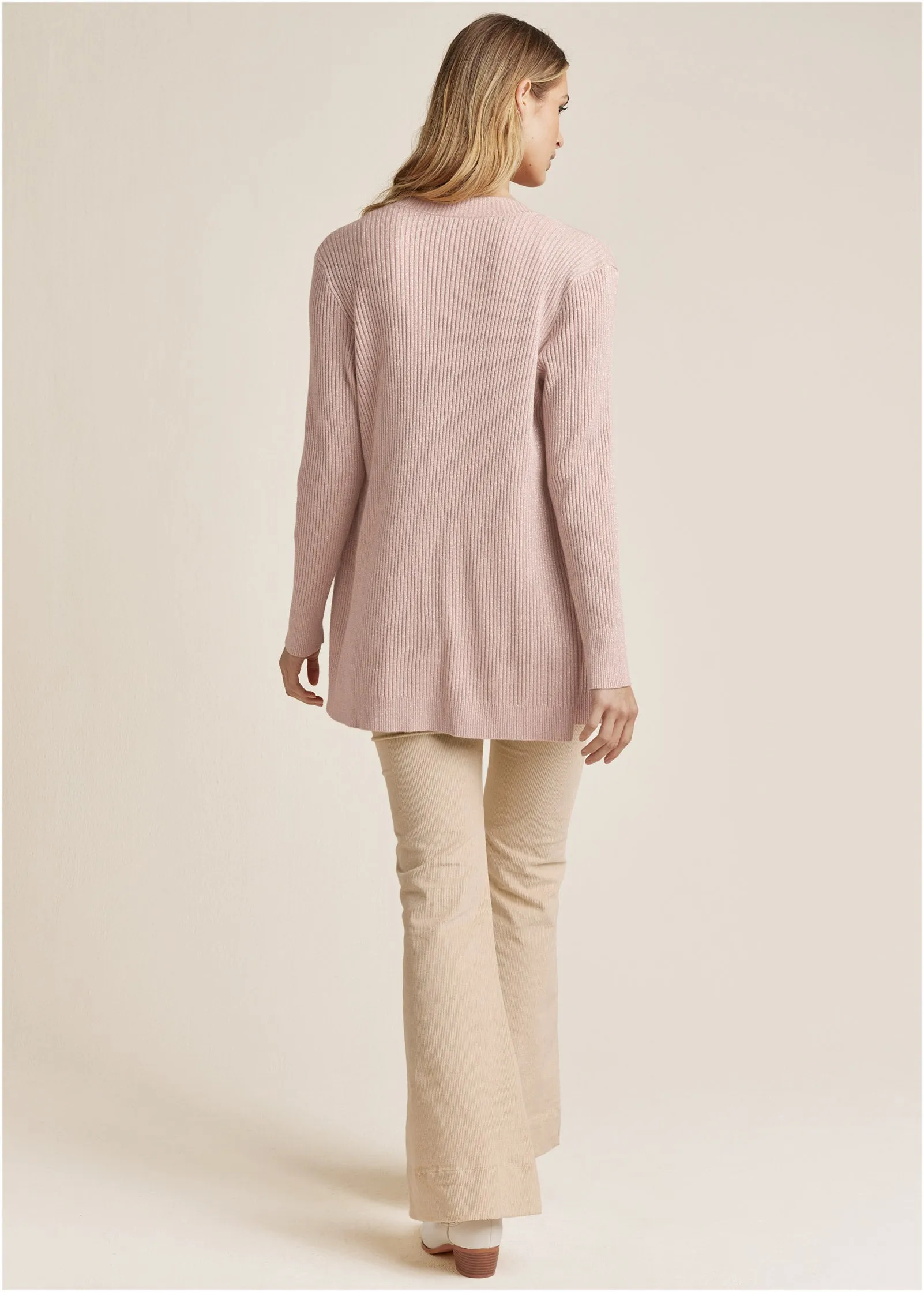 Shimmer Ribbed Cardigan - Peach