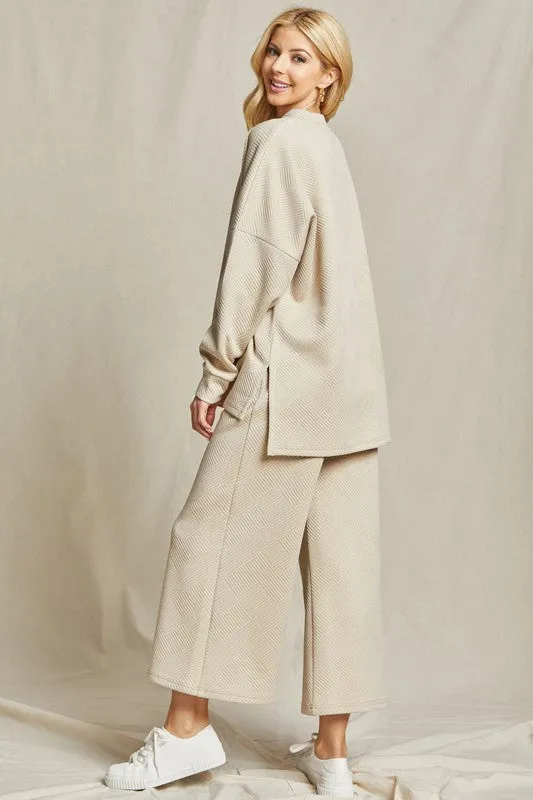 Taupe Solid Textured Matching Set