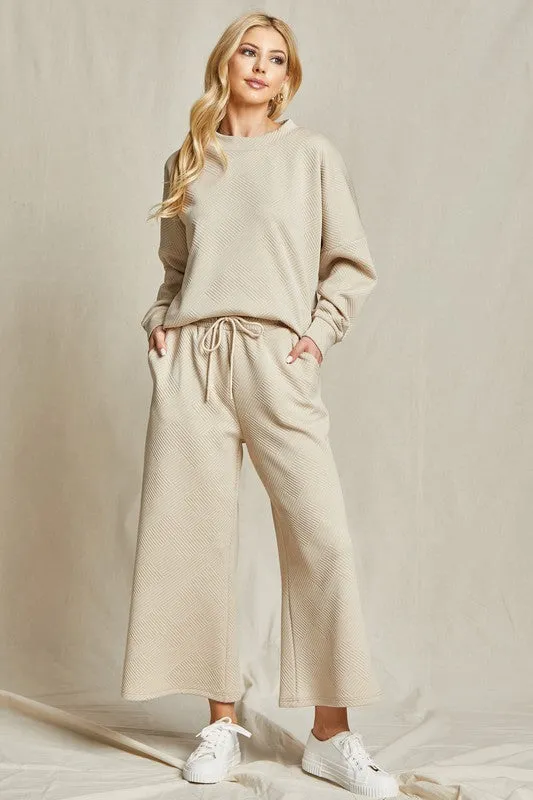Taupe Solid Textured Matching Set