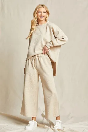 Taupe Solid Textured Matching Set