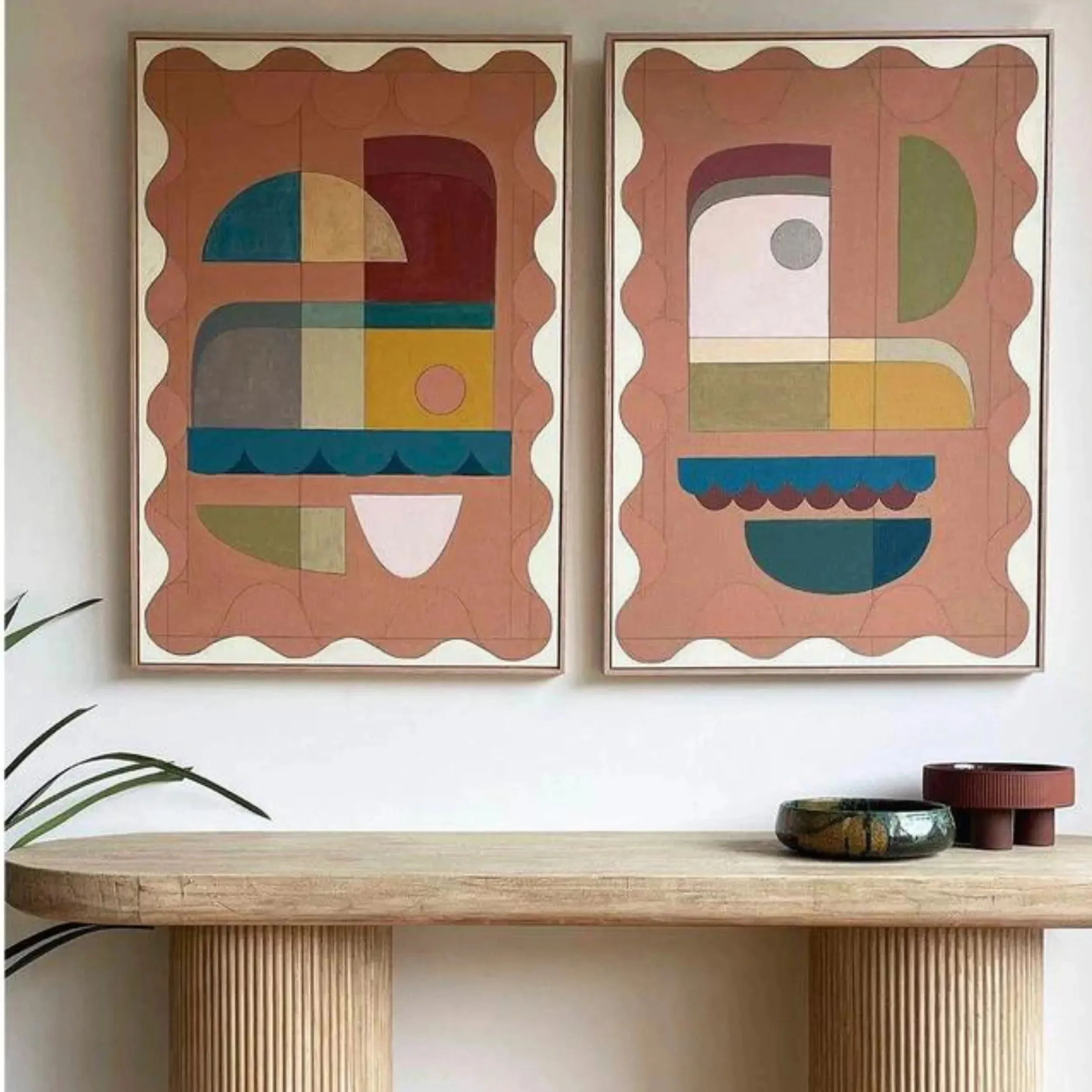 Terracotta Blush One Canvas Print 45cm x 30cm Black Frame