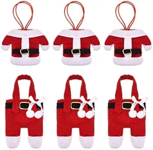 TraderPlus 6PCS Christmas Silverware Holders Flatware Pocket Knife and Fork Bag (Santa Suit)