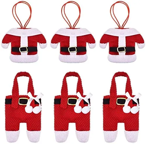 TraderPlus 6PCS Christmas Silverware Holders Flatware Pocket Knife and Fork Bag (Santa Suit)