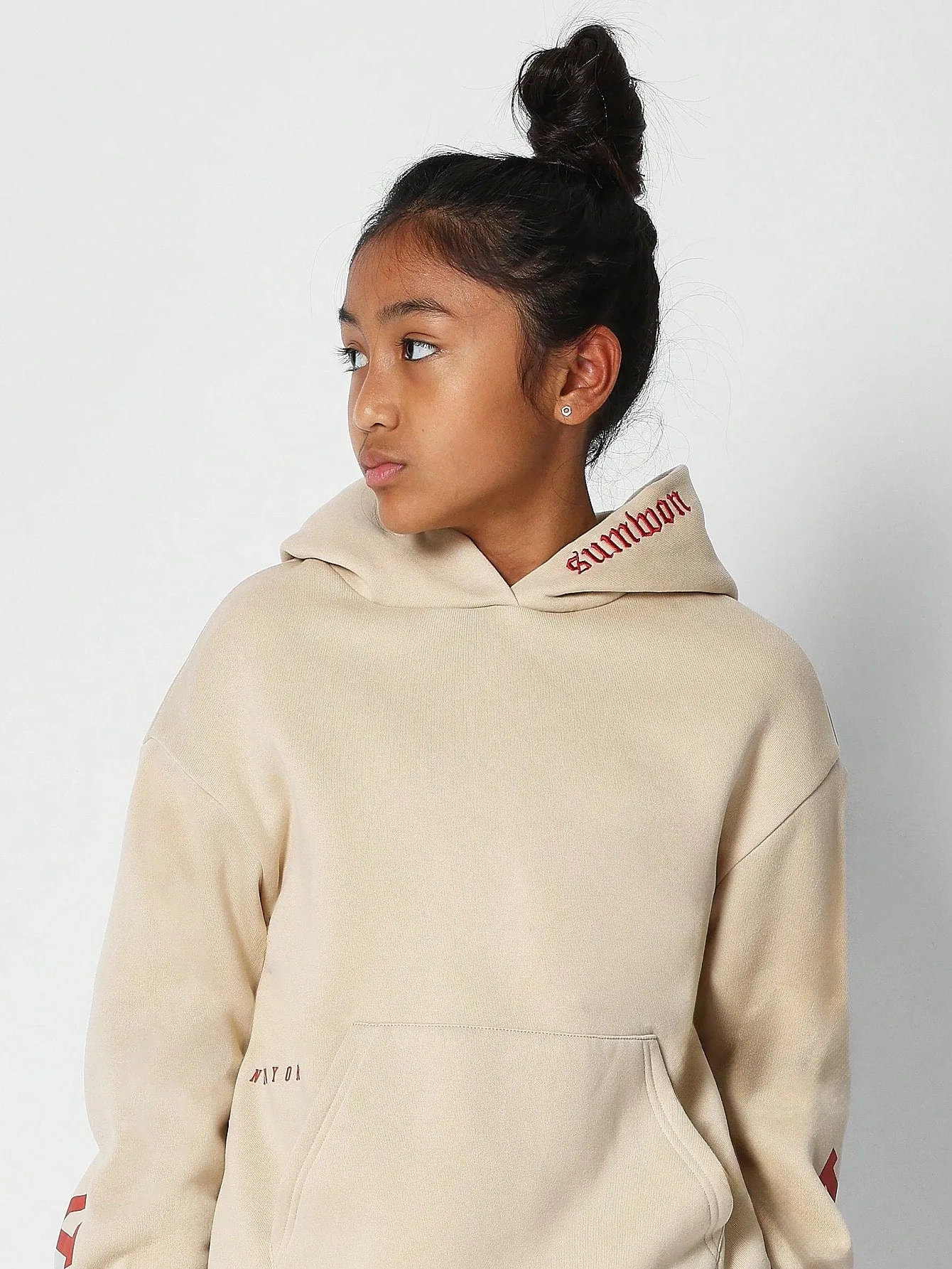 Tween Girls Overhead Hoodie With Immense New York Graphic Print