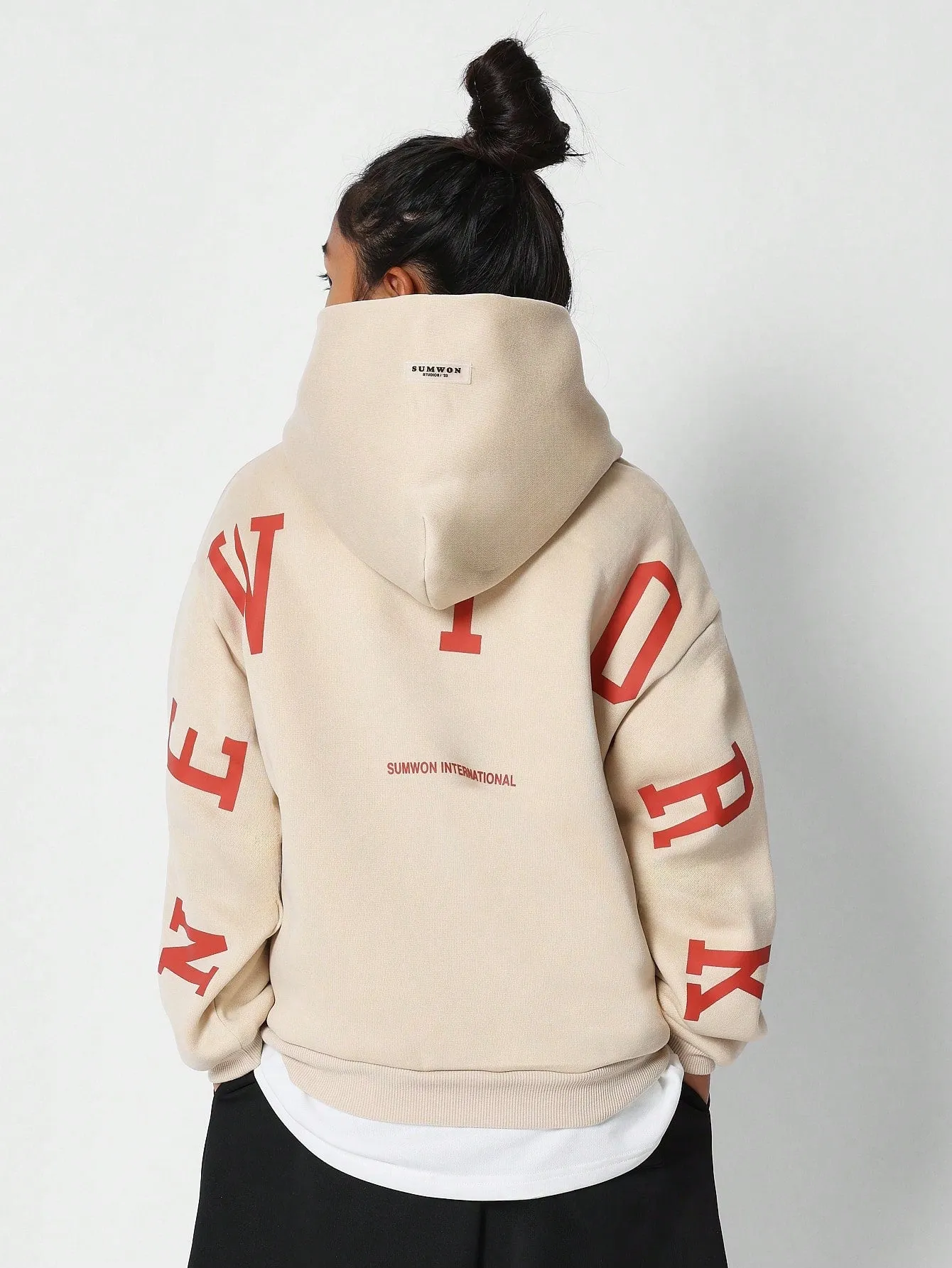 Tween Girls Overhead Hoodie With Immense New York Graphic Print