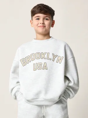 Tween Girls Regular Fit Brooklyn Graphic Print Sweatshirts
