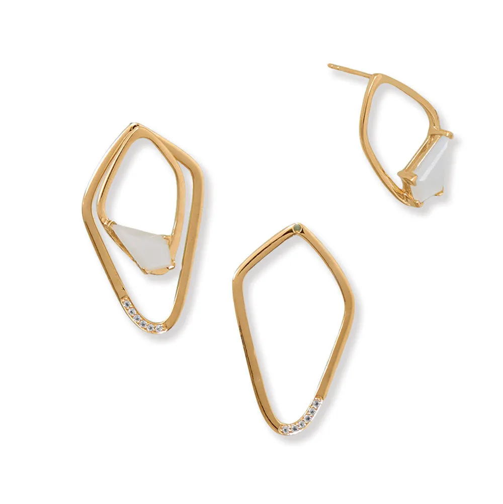 Two-In-One Moonstone and White Topaz Kite Earrings