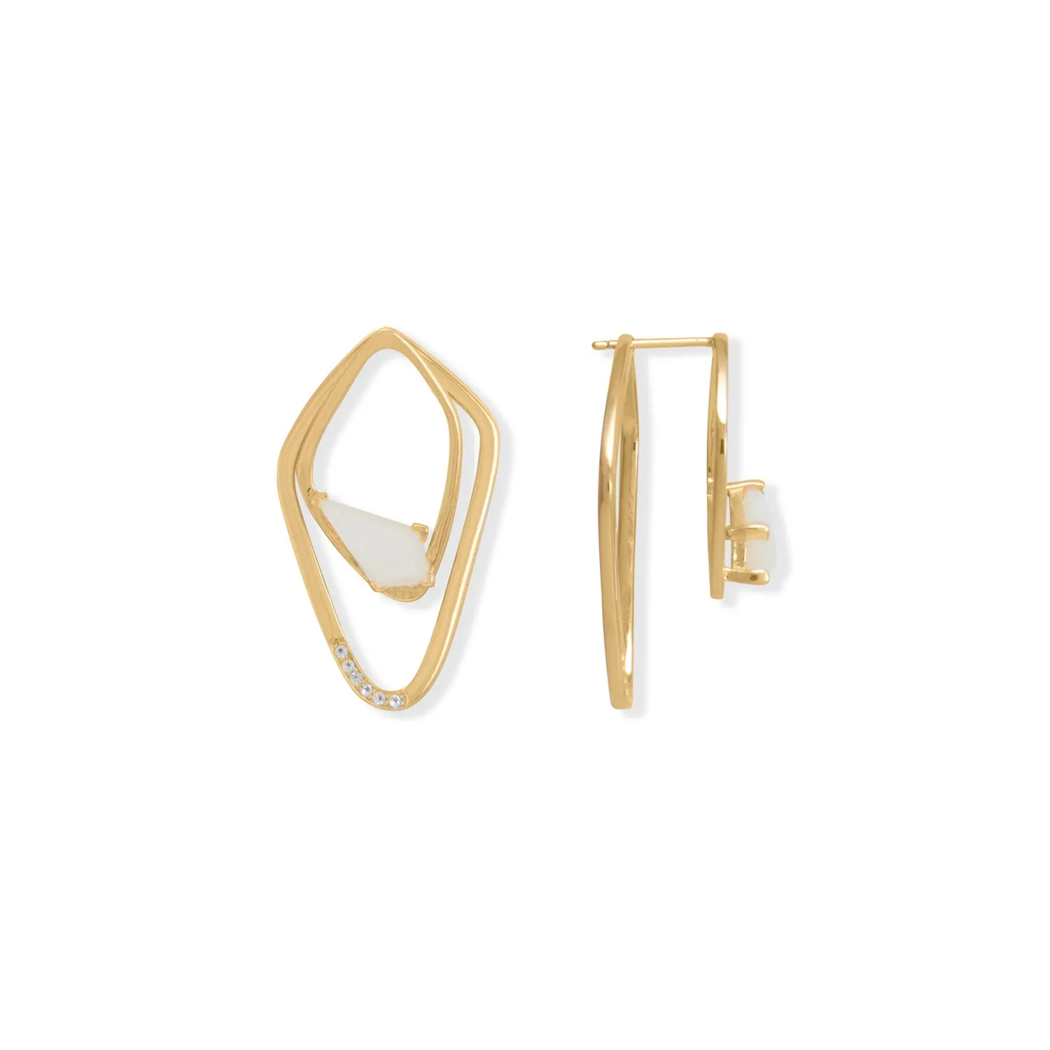 Two-In-One Moonstone and White Topaz Kite Earrings