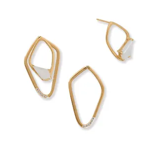 Two-In-One Moonstone and White Topaz Kite Earrings
