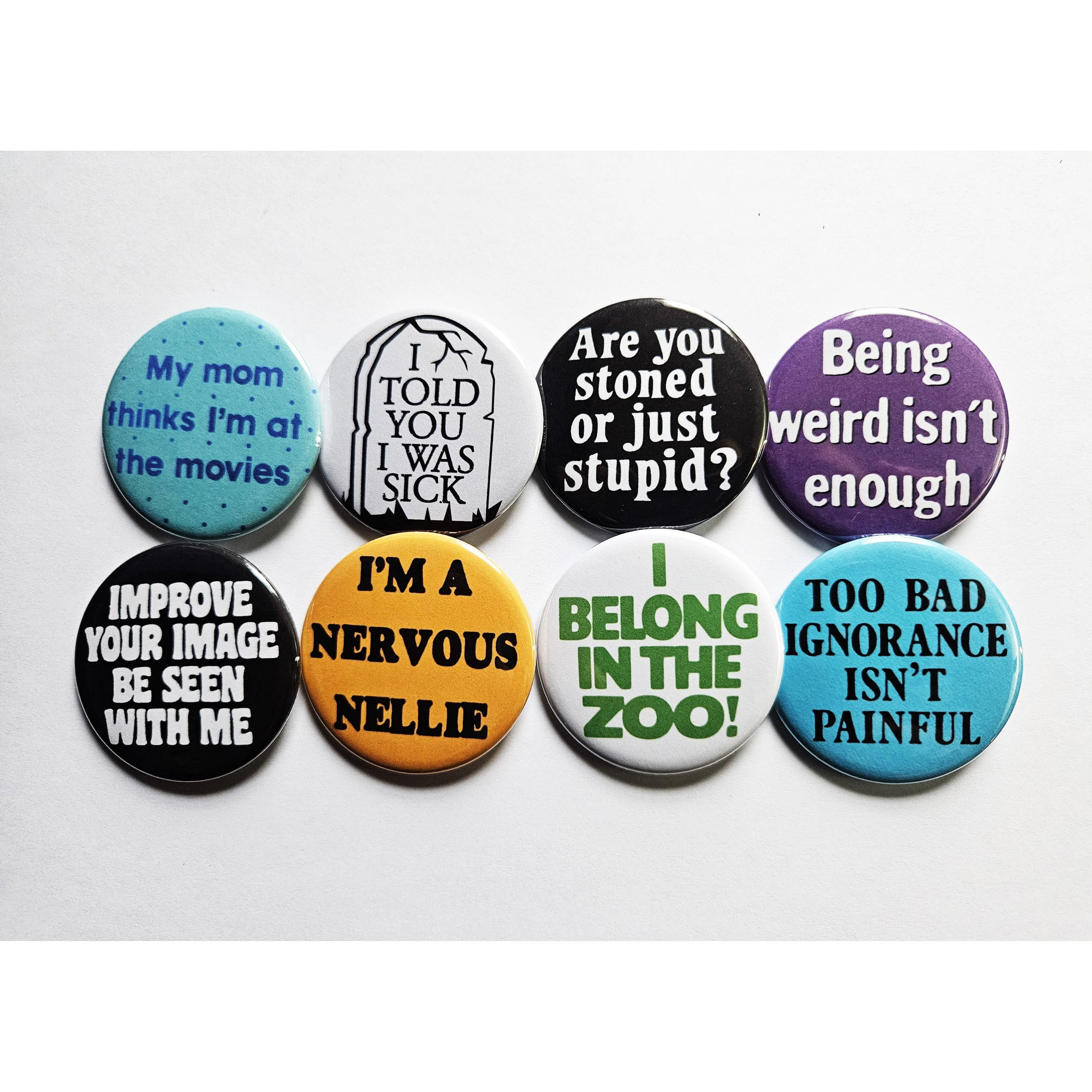 Vintage Reproduction Are You Stoned Or Just Stupid Small Pinback Button | 1.25" Diameter '60 '70s '80s Retro Pin