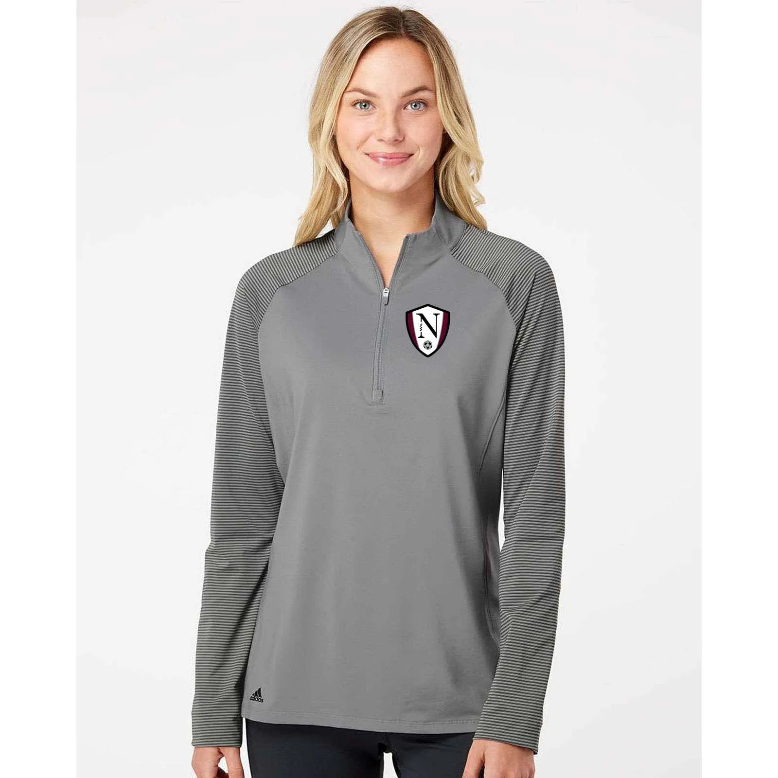 Walled Lake Northern Women's Soccer Adidas - Women's Stripe Block Quarter-Zip Pullover Embroidery