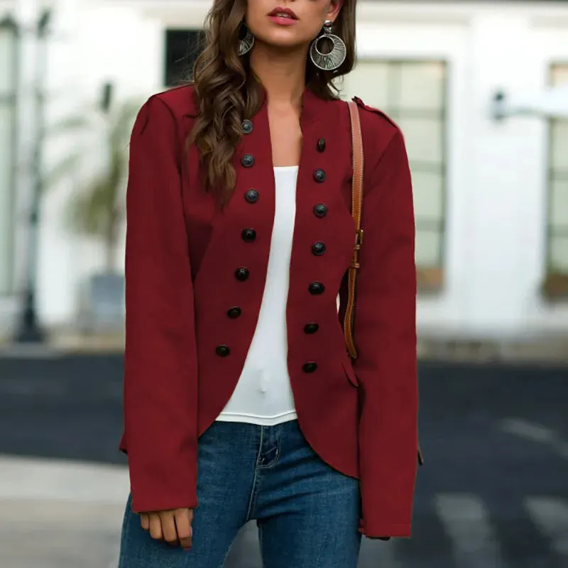 Women Stand Collar Coats Jackets Women Autumn Winter Women Coat Long Sleeve Overcoats Female Casual Solid Outwear Button Jackets