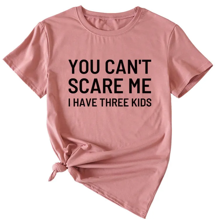 Women's Letter Print You Can't Scale Me Casual Round Neck Short Sleeves Shirt