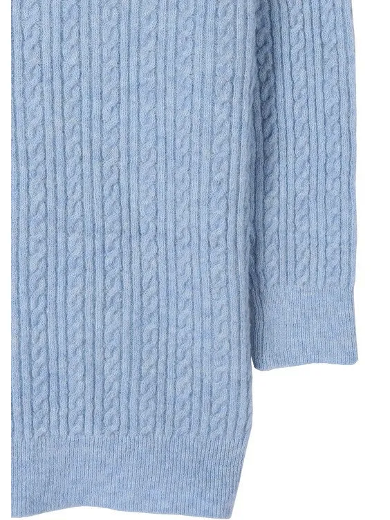 Wool blended cable knitted cardigan