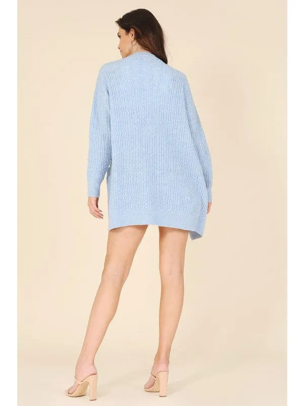 Wool blended cable knitted cardigan